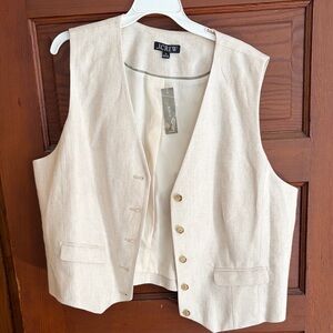 J. Crew Neutral Cream Linen-Blend Vest